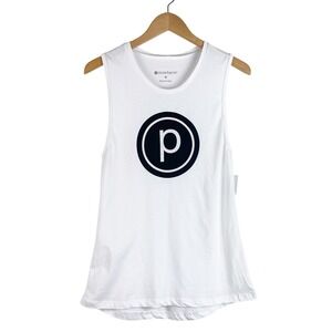 Pure Barre Muscle Tank Top Women Size M White NWT Logo Athletic Sleeveless